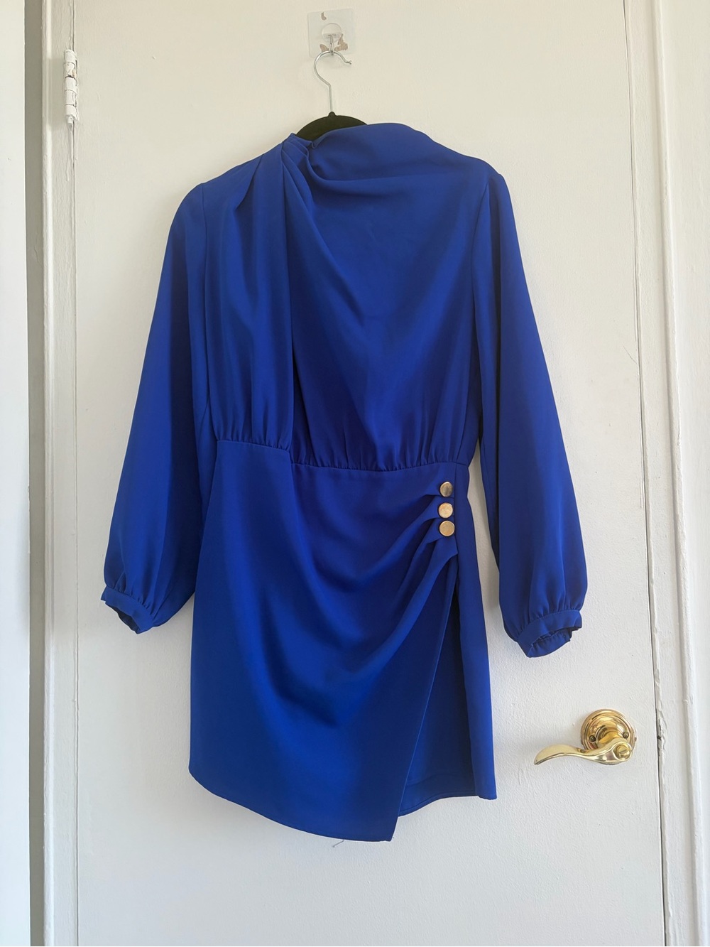 Zara Royal Blue Long Sleeve Wrap Mini Jumpsuit